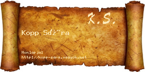 Kopp Sára névjegykártya